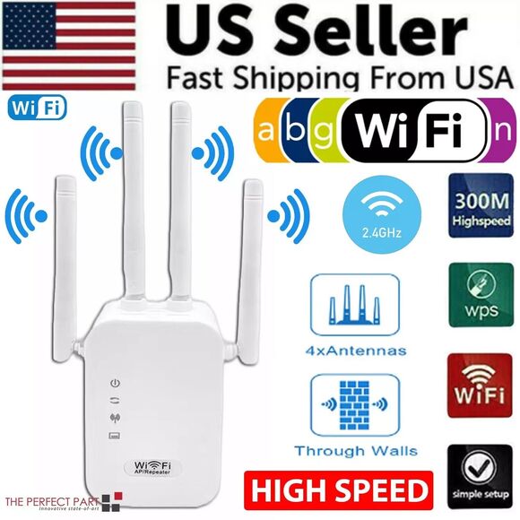 WiFi Range Extender Internet Booster Network Router Wireless Signal Repeater - Picture 1 of 9